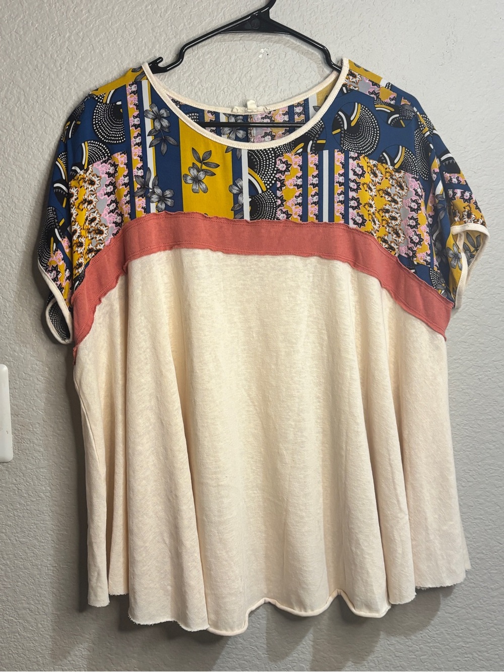 Easel Mixed Print Raw Edge Tunic - Picture 3 of 5